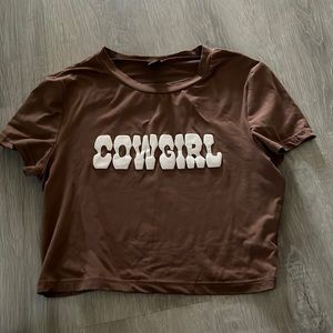 size medium shein brown cowgirl crop top